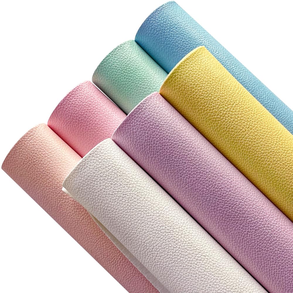 Faux Leather Sheets 7pcs 21x30cm Lychee Texture Light Colours Craft Fabric