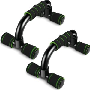 Push Up Bars Pair Foam Grip Non-Slip Handles Home Gym - Green