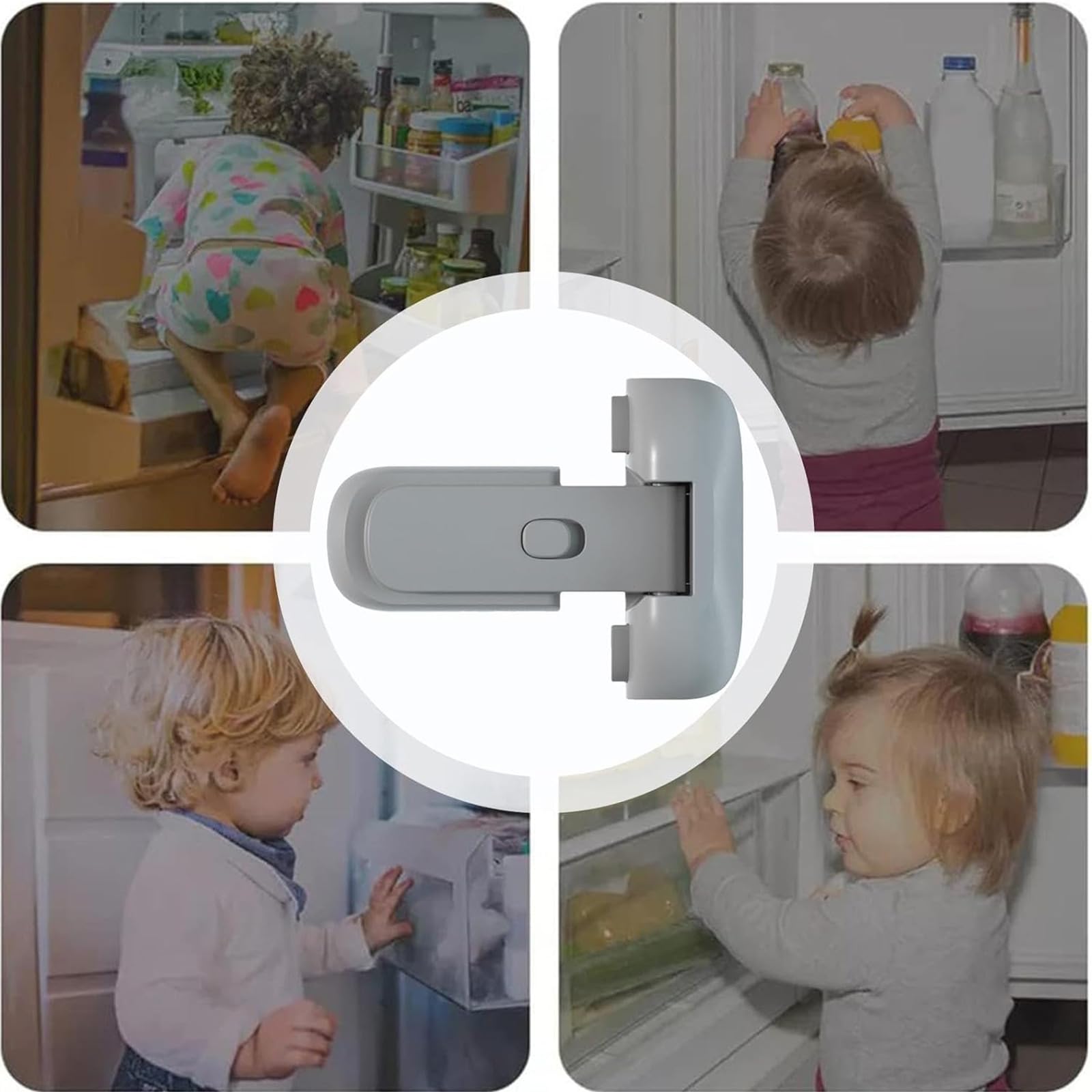 Refrigerator Door Lock Child Proof Safety Latch Grey Fridge Cupboard Guard - Image 4