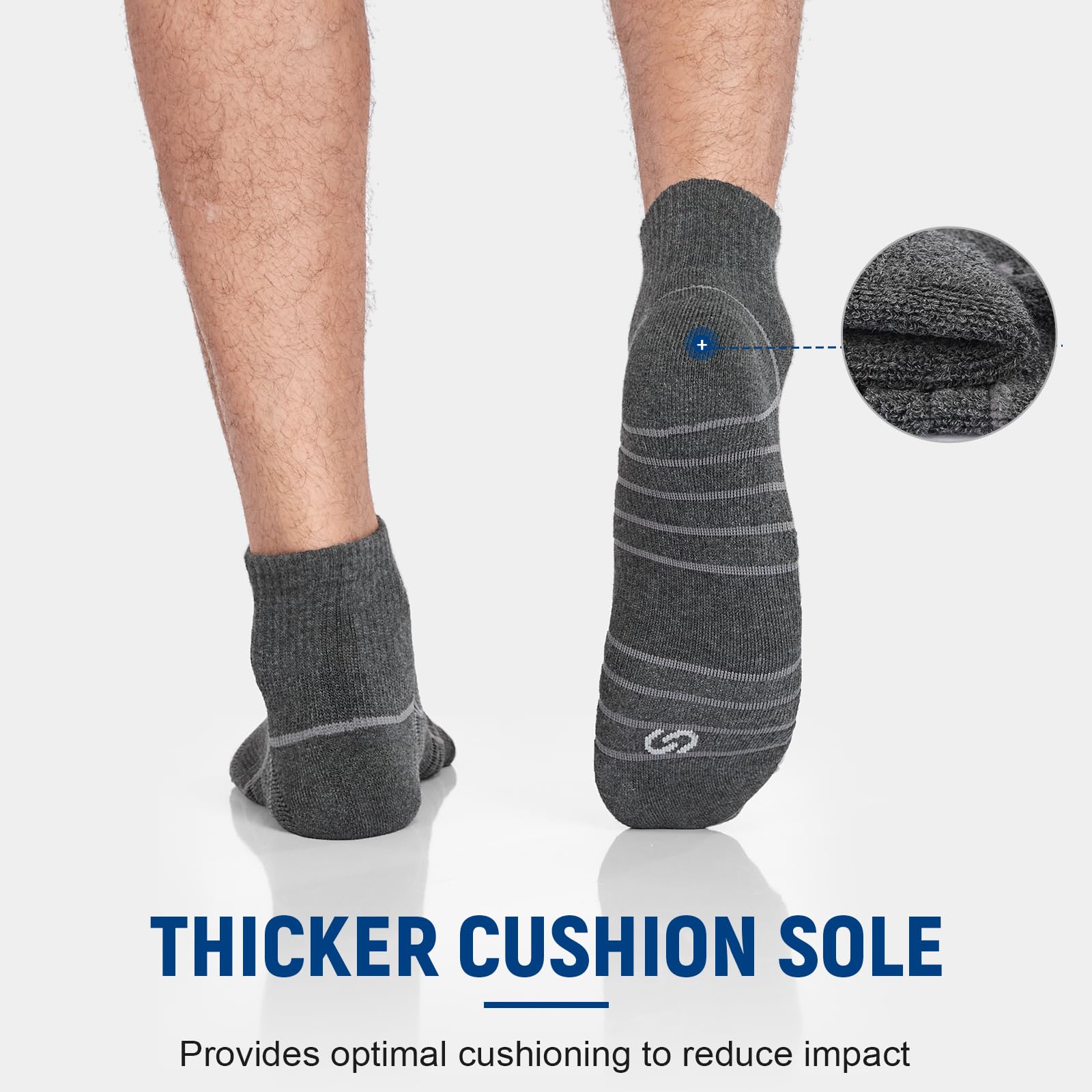 6 Pairs Quarter Ankle Trainer Socks Cushioned Anti-Blister Cotton - Image 3