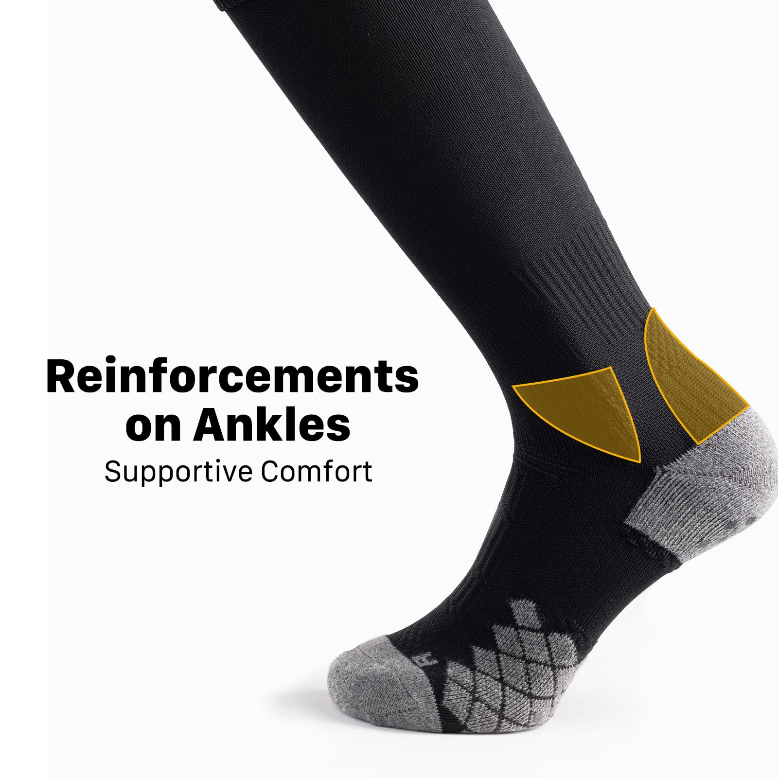 Knee High Football Socks 2 Pack Anti Slip Grip Black UK 6-8 - Image 2