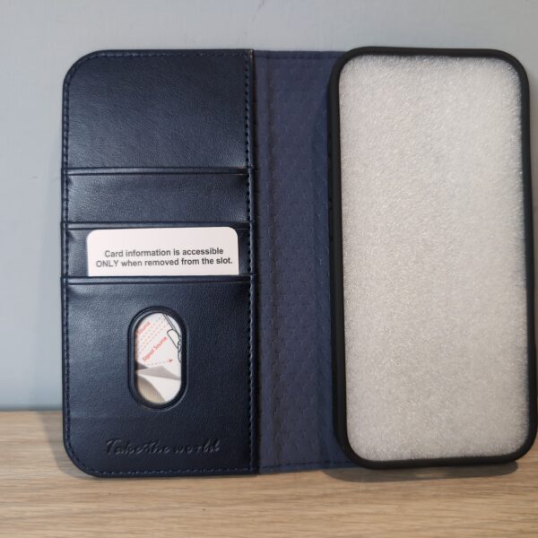 TUCCH iPhone 17 Wallet Case Leather RFID Blocking 3 Card Slots Navy Blue