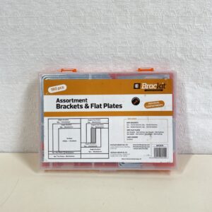 Brackit 180 Piece Angle Brackets and Flat Plate Assortment Including Screws, For Bracing, Reinforcing Or Repairing Wood Furniture