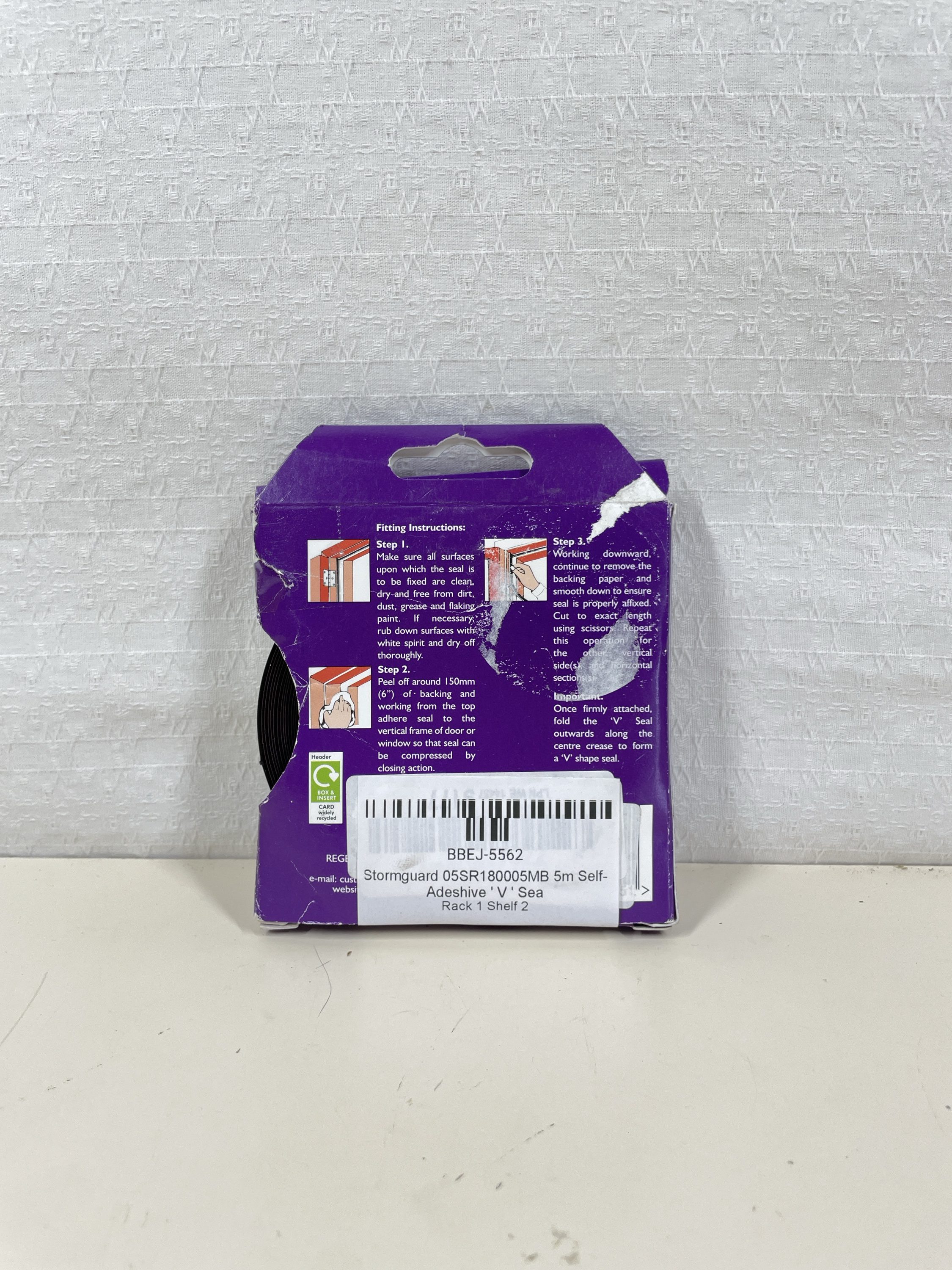 Stormguard 05SR180005MB 5m Self-Adhesive ' V ' Seal Tape Draught Excluder - Brown - Image 3
