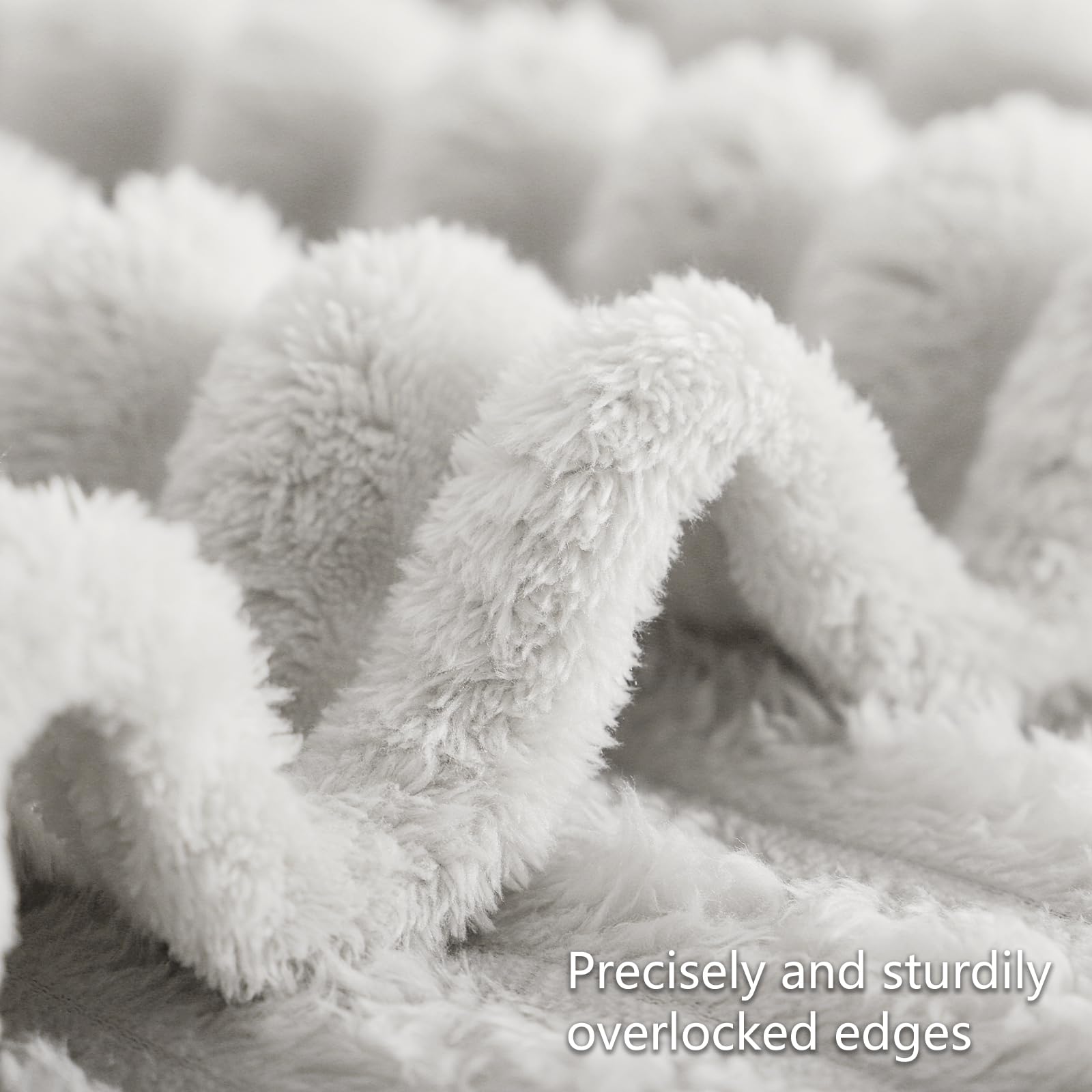 Fleece Throw Blanket Soft Warm Ribbed Sofa Bed 150x200cm Light Beige - Image 6