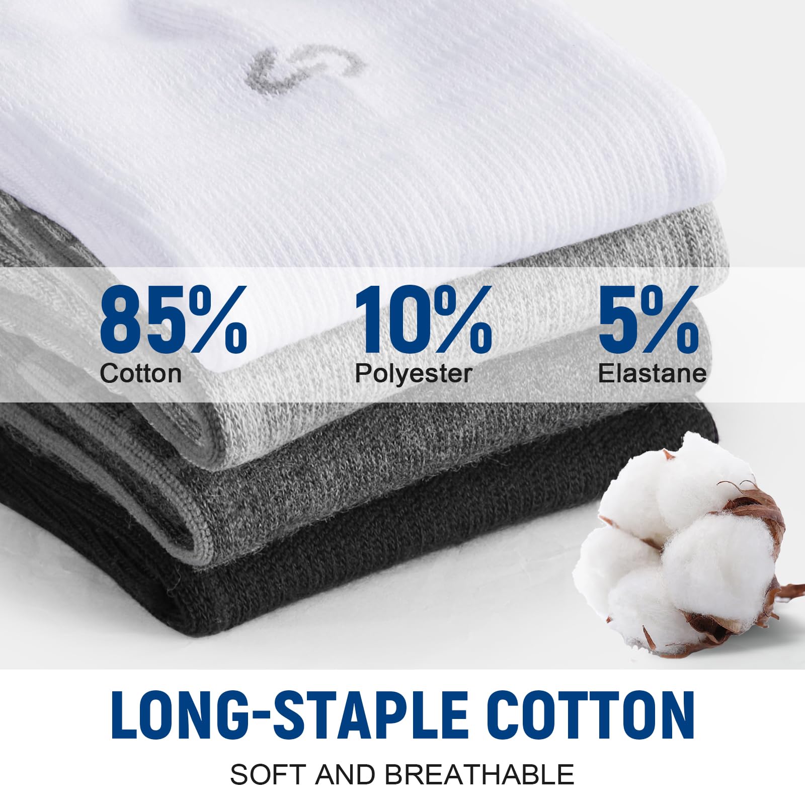 6 Pairs Quarter Ankle Trainer Socks Cushioned Anti-Blister Cotton - Image 8