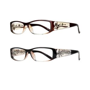 Women's Reading Glasses 2 Pack Brown +1.75 Magnification K+O New