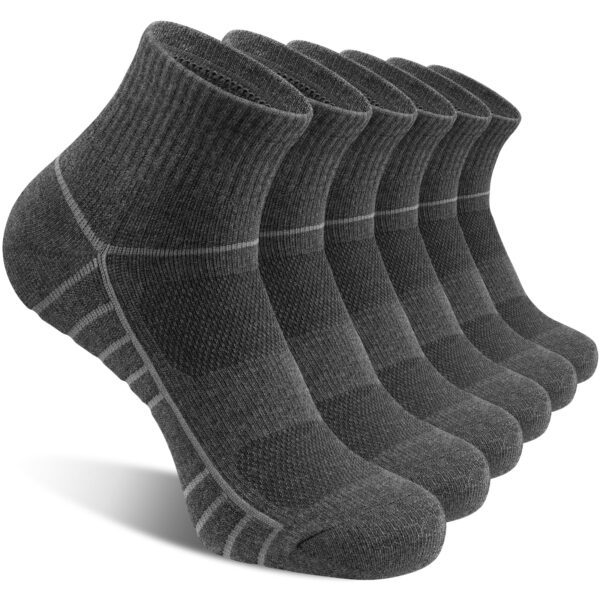 6 Pairs Quarter Ankle Trainer Socks Cushioned Anti-Blister Cotton