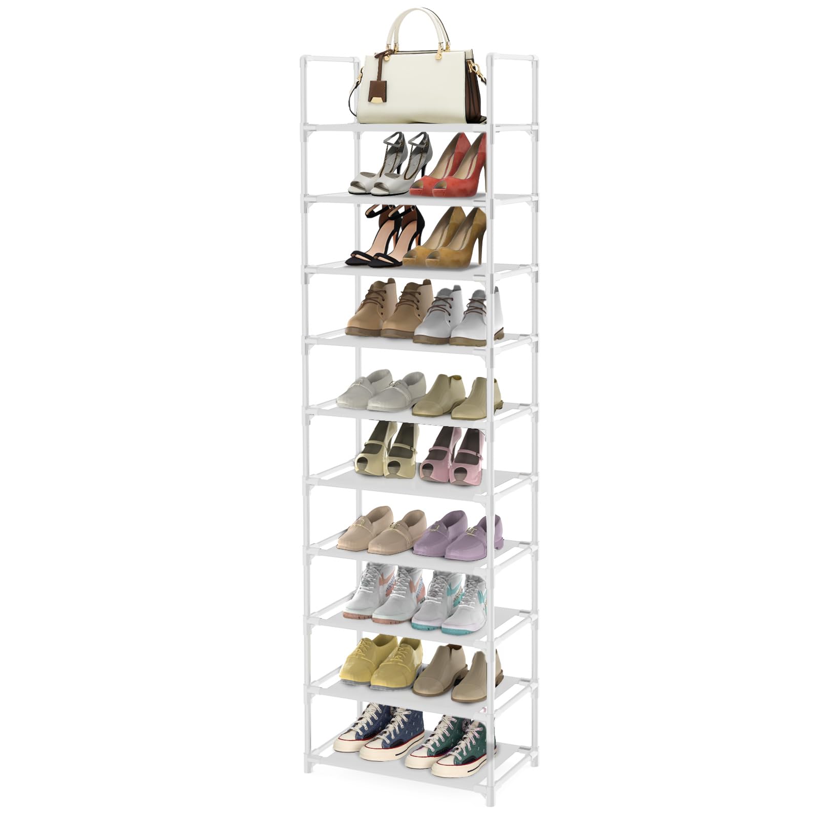 10 Tier Shoe Rack Storage Organizer Metal – 20-25 Pairs