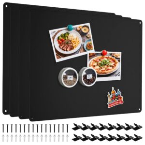 Magnetic Notice Board 4pc 42 x 30cm Metal Bulletin Board – Black