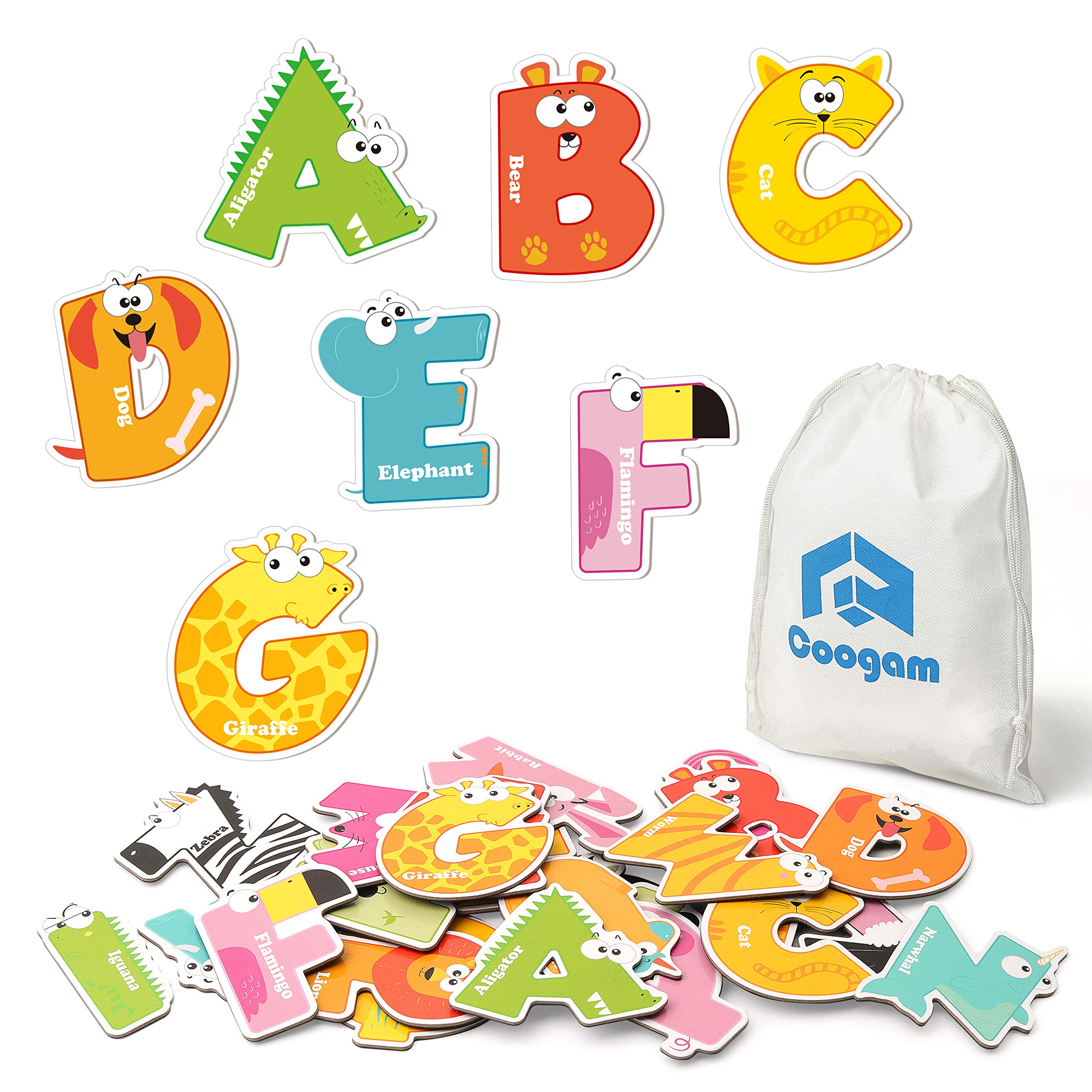 Magnetic Letters 26Pcs Jumbo ABC Alphabet Fridge Magnets Kids Toy Set - Coogam