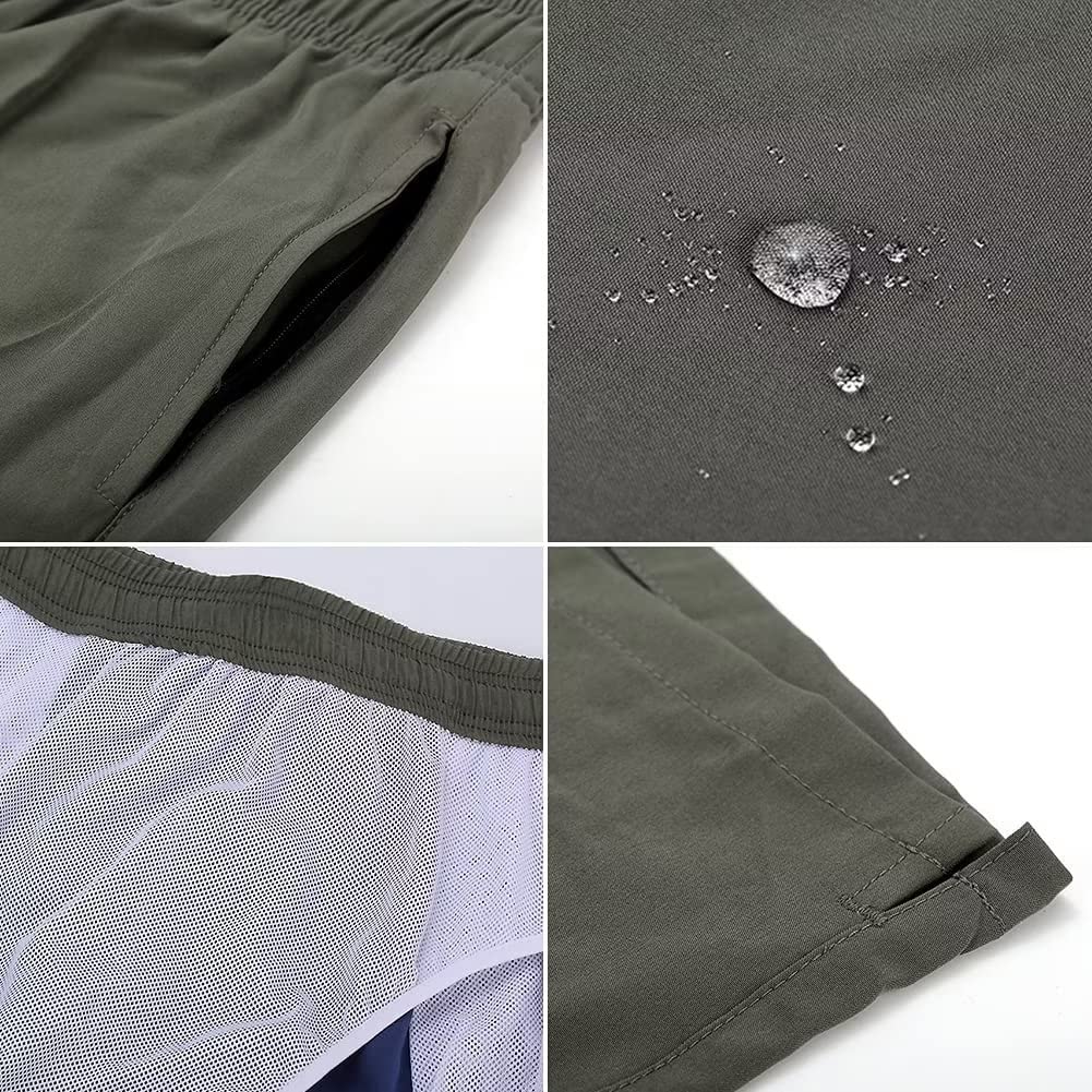 Men's Board Shorts Size 44 Quick Dry Water Repellent Mesh Lining Army Green - Image 7