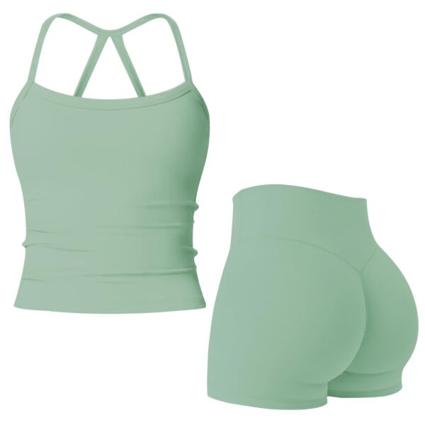 Women's 2-Piece Gym Set - Halter Sports Bra & High Waist Shorts