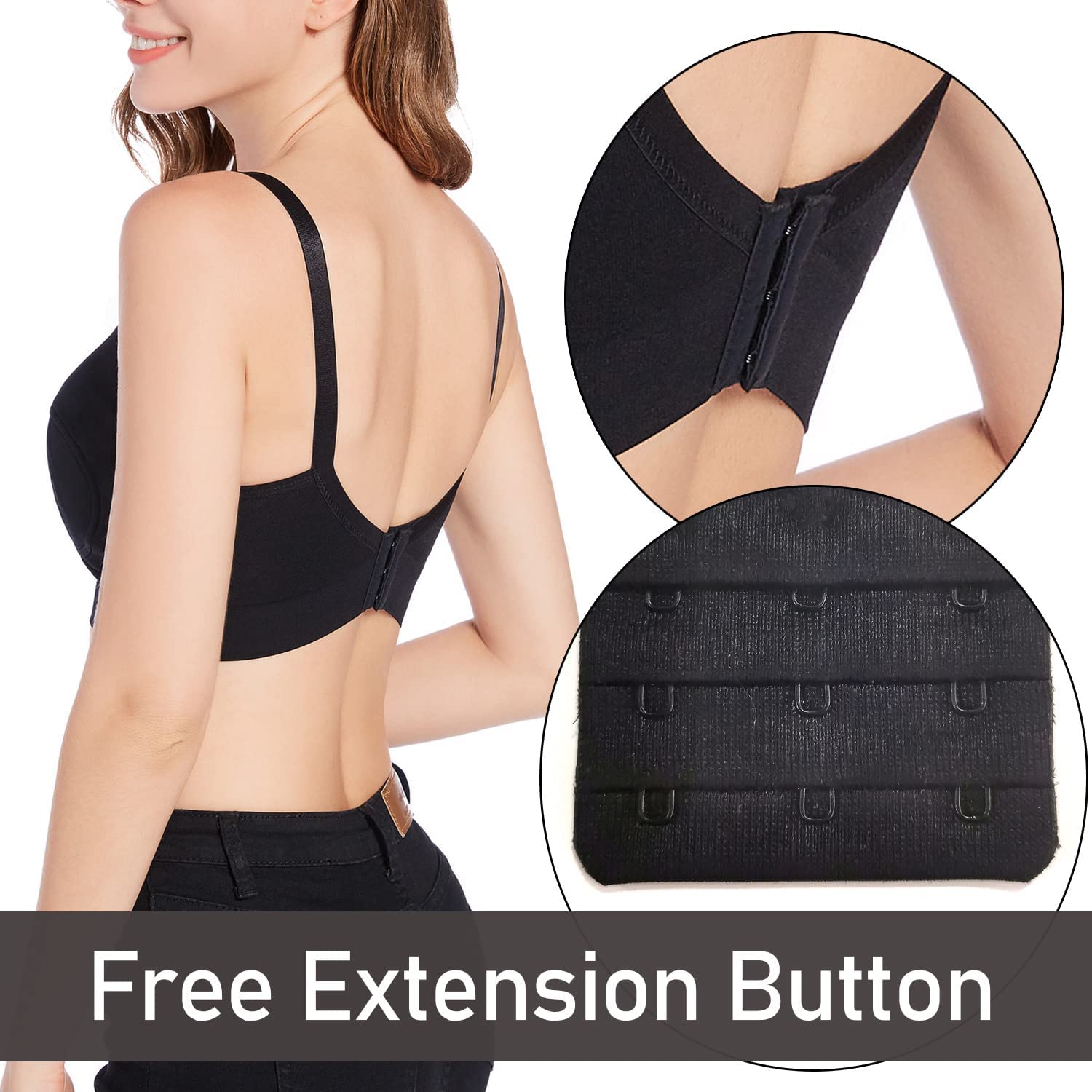 LEAPOVER Nursing Bra Black M Adjustable Maternity for Hands Free Breast Pump - Image 8