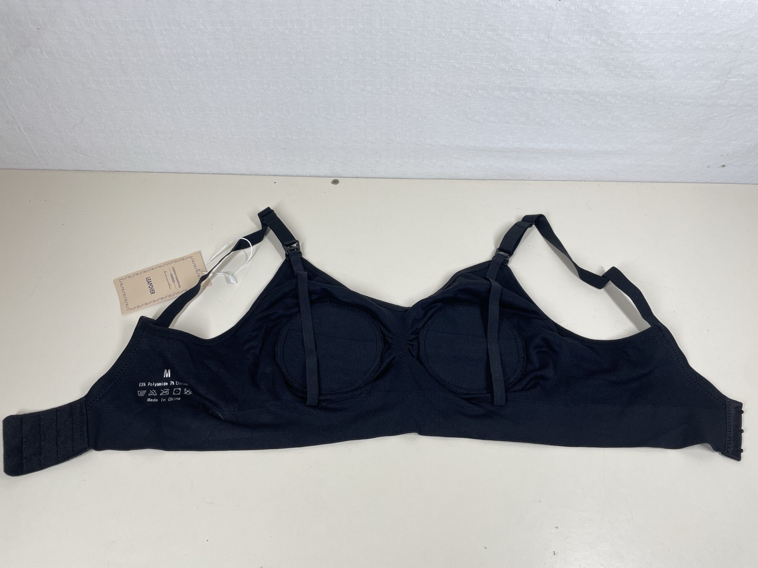 LEAPOVER Nursing Bra Black M Adjustable Maternity for Hands Free Breast Pump - Image 6