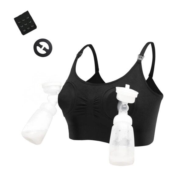 LEAPOVER Nursing Bra Black M Adjustable Maternity for Hands Free Breast Pump