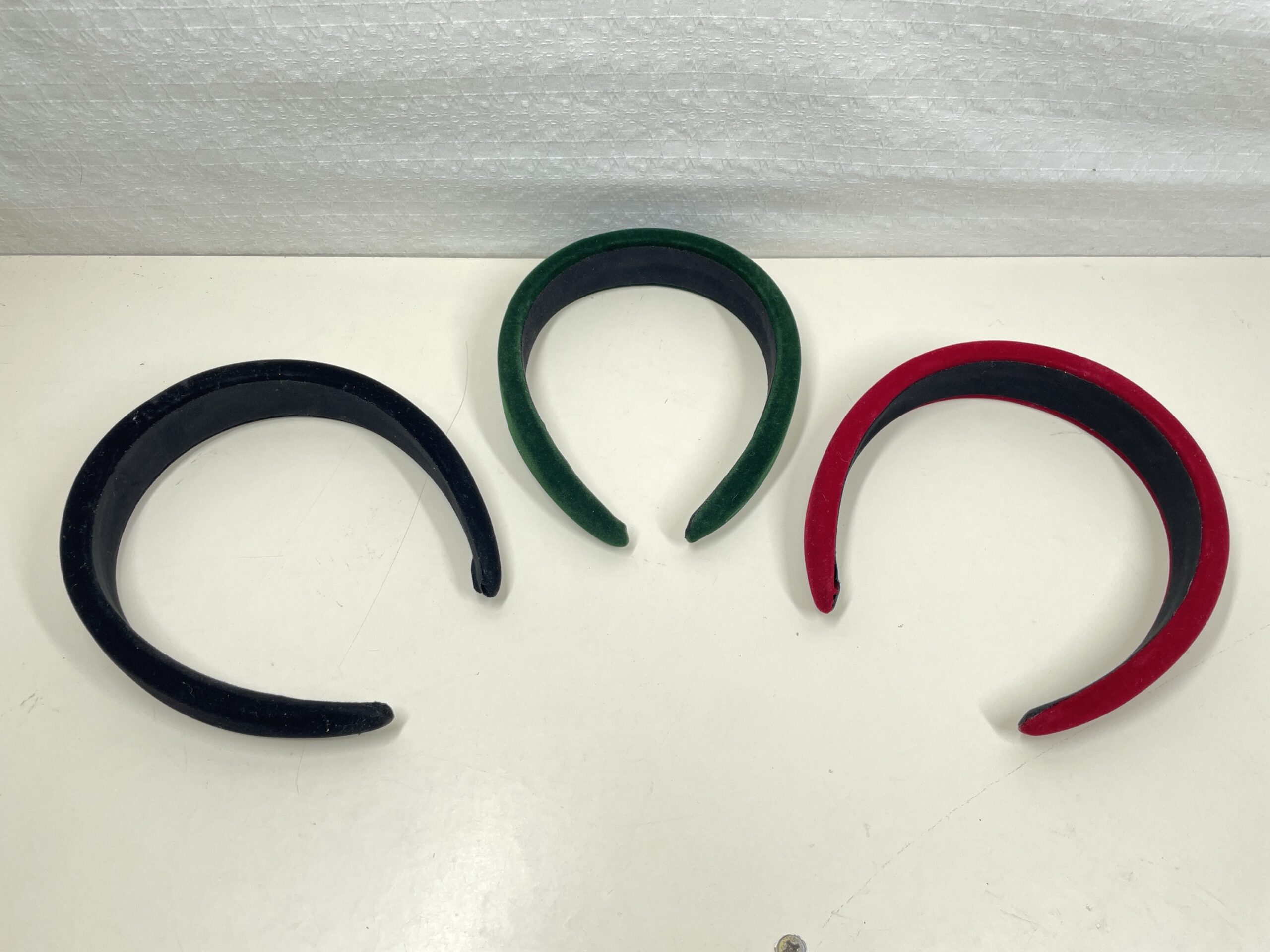 Velvet Wide Headbands No-Slip Elastic Hairbands 3pcs Black Red Green - Image 4