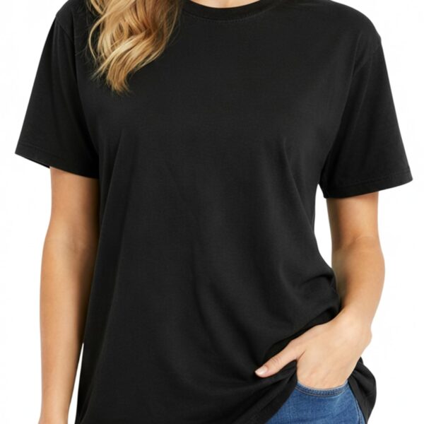 Women's Cotton Short Sleeve T-Shirt Round Neck Loose Fit Black XL