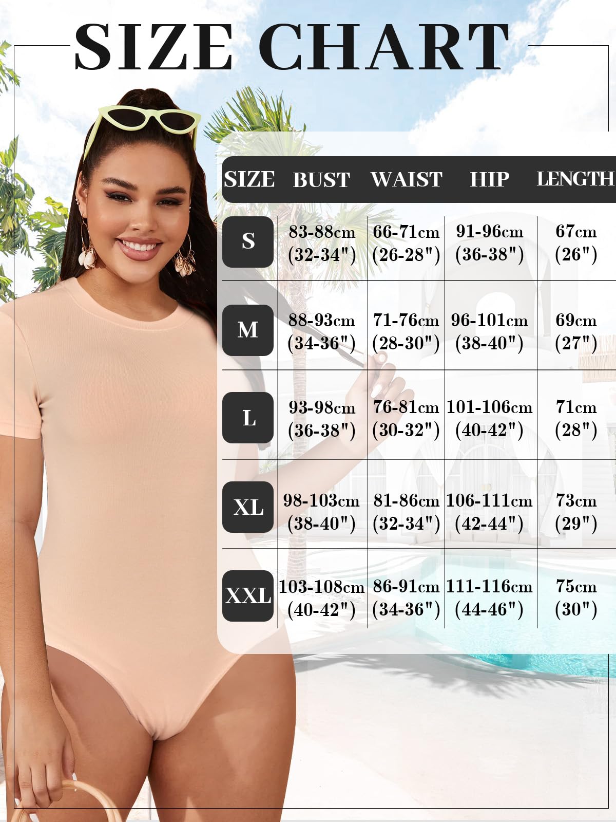 Women's Bodysuit Short Sleeve Crew Neck Leotard Top Nude Size S - Kefiyis - Image 5
