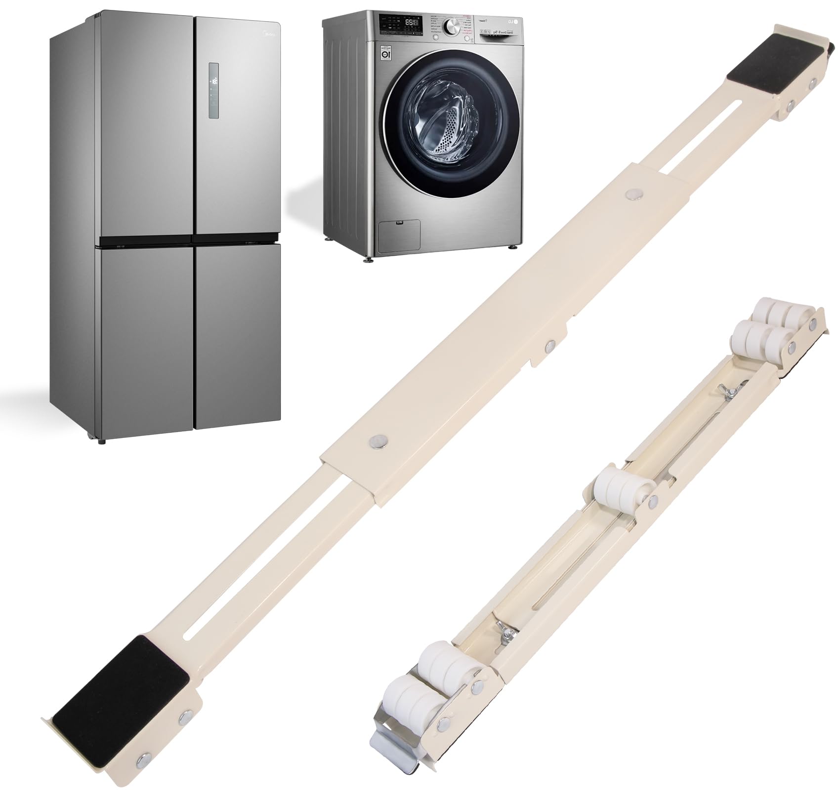 iLauke Appliance Rollers Adjustable Sliders Washing Machine Feet White