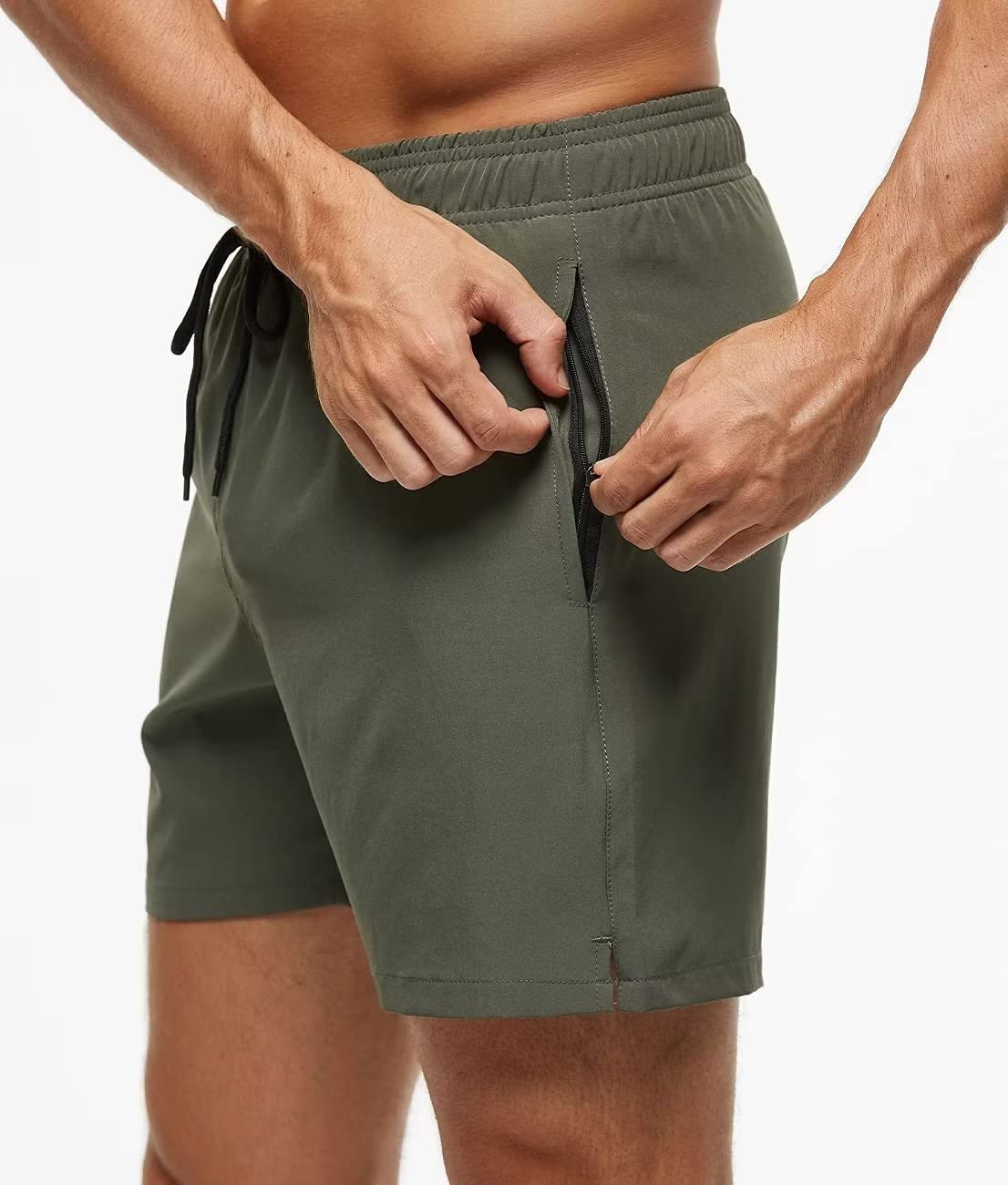 Men's Board Shorts Size 44 Quick Dry Water Repellent Mesh Lining Army Green - Image 8