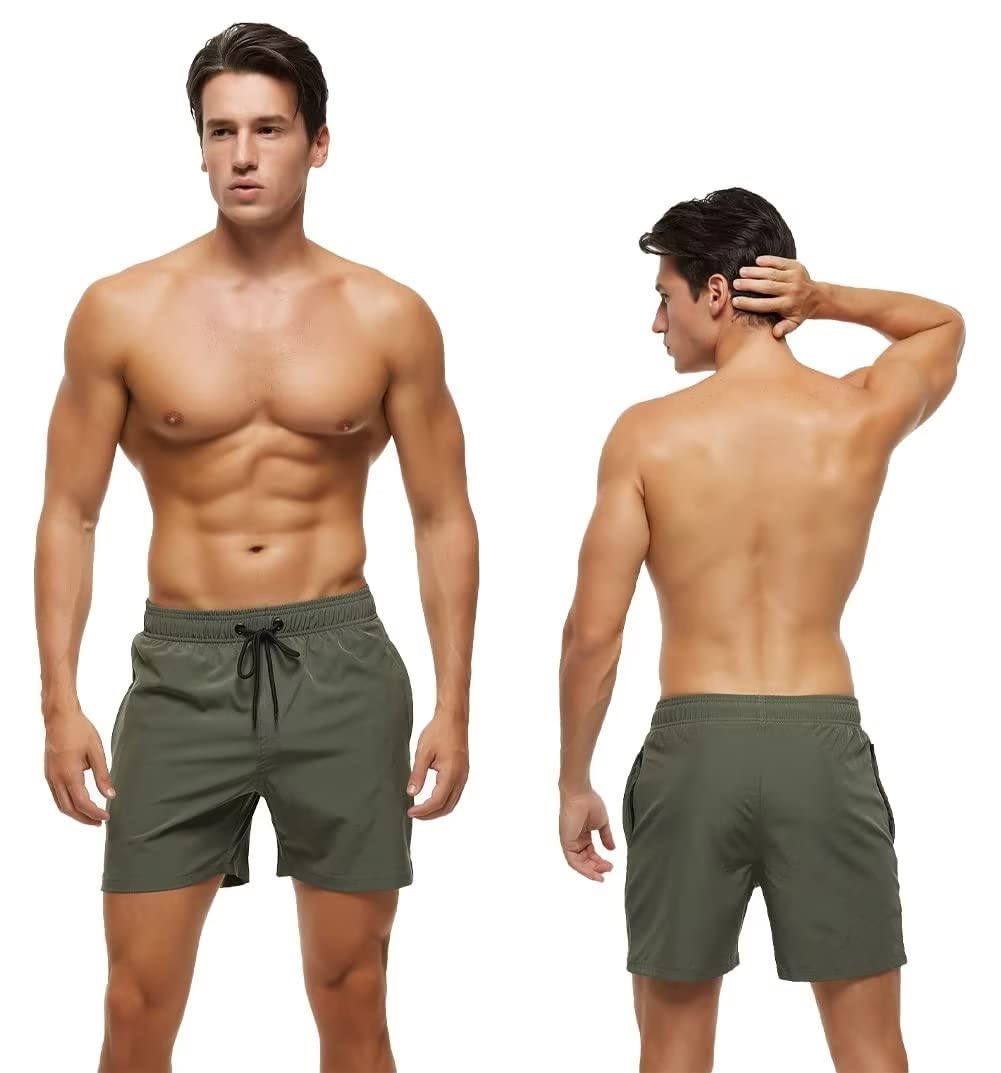 Men's Board Shorts Size 44 Quick Dry Water Repellent Mesh Lining Army Green - Image 5