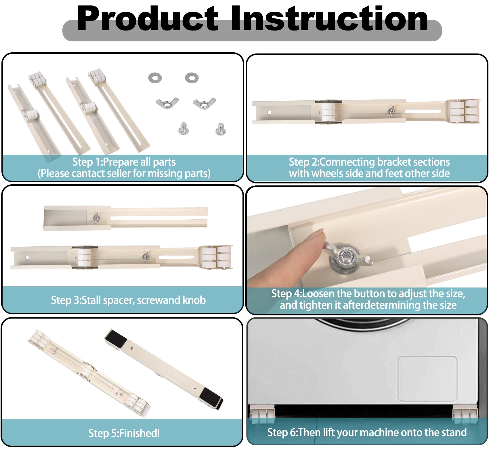 iLauke Appliance Rollers Adjustable Sliders Washing Machine Feet White - Image 9
