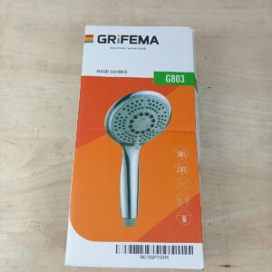GRIFEMA Round 120mm Handheld Shower Head with 5 Spray Patterns - Chrome, COMP...