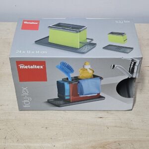 Metaltex Tidy-Tex Kitchen Sink Organiser, Green/Grey, 24 x 13 x 14 cm