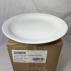 Olympia White Ware Narrow Rimmed Service Plates 202mm Porcelain 11pc